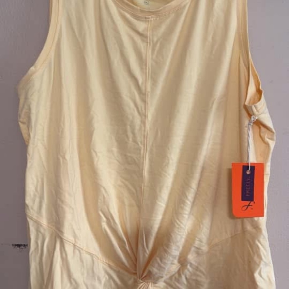 Yellow Tie Front Tank Top with Relaxed Fit